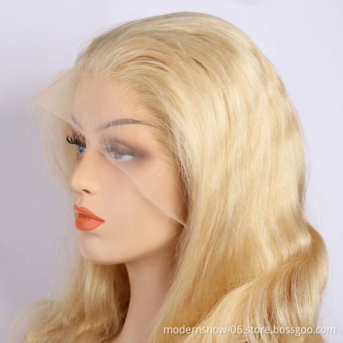 High Quality Virgin Human Hair 613 Blonde Highlight Body Wave Human Hair Lace Frontal Wig, 613 Transparent Swiss Lace Front Wigs